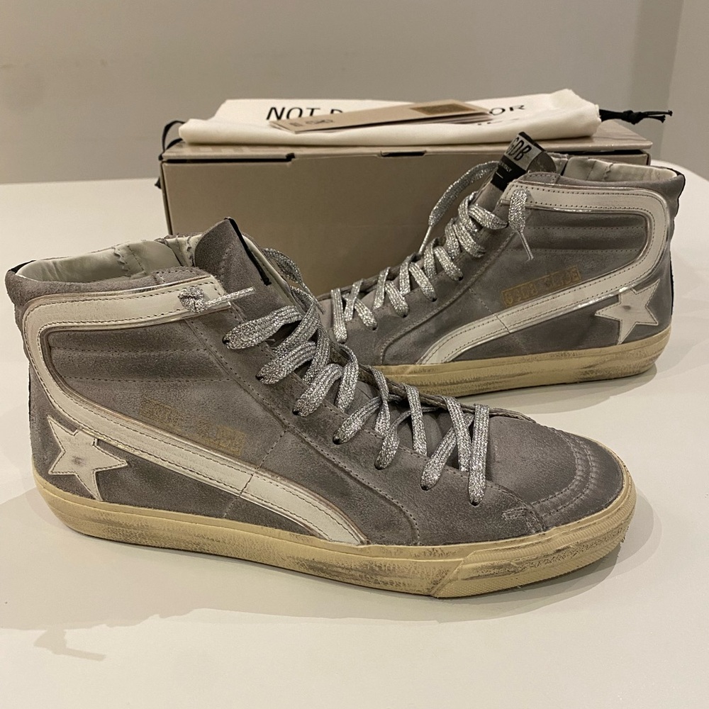 Golden Goose Slide Sneaker in Mud/Black/Silver sz 41 New in Box - Picture 8 of 11